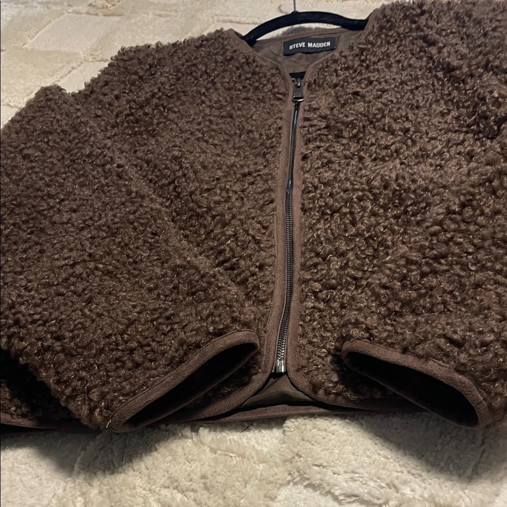 Steve Madden Chocolate Brown Teddy Jacket - Picture 5 of 11